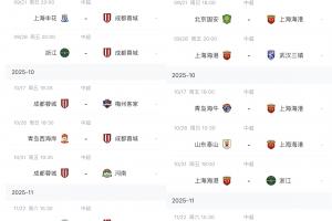 誰的賽程更好？中超僅剩6輪，蓉城申花，國安海港下輪直接對話