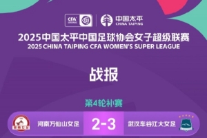 2025中國太平女超聯(lián)賽第4輪、第15輪補賽戰(zhàn)報、積分榜、射手榜