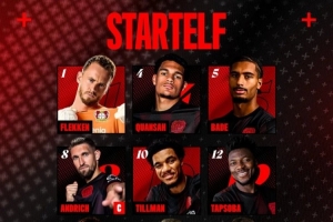 勒沃庫森vs法蘭克福首發(fā)：寬薩、巴斯克斯、?？顺鰬?zhàn)