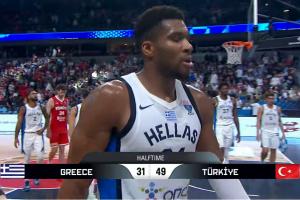 歐錦賽半決賽：土耳其半場領(lǐng)先希臘18分！申京5分9板6助 字母4分