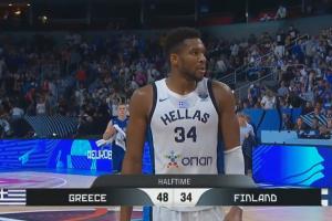 歐錦賽季軍賽：希臘半場(chǎng)領(lǐng)先芬蘭14分！字母哥16+8 馬爾卡寧6分！