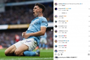 打破進(jìn)球荒，福登社媒曬滑跪慶祝：重回正軌，進(jìn)球獻(xiàn)給里奇