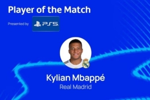 點(diǎn)射雙響！歐冠官方：法國(guó)前鋒姆巴佩當(dāng)選皇馬vs馬賽全場(chǎng)最佳