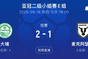 國安同組對手！港超大埔2-1戰(zhàn)勝澳超麥克阿瑟，先賽暫列E組榜首