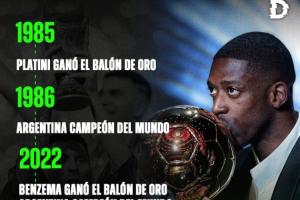 阿媒曬圖：普拉蒂尼本澤馬拿金球后，阿根廷世界杯奪冠，2026呢？