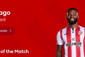 20分鐘梅開二度，官方：伊戈?duì)柈?dāng)選布倫特福德3-1曼聯(lián)全場最佳