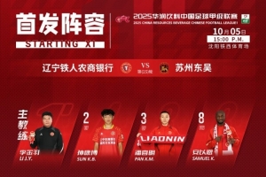 遼寧鐵人vs蘇州東吳，今日首發(fā)名單！