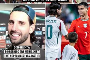 圓夢(mèng)??索博賽后拿到偶像C羅球衣，上次找C羅換球衣時(shí)被告知沒(méi)了