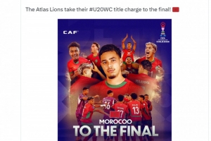 摩洛哥進(jìn)入世青賽決賽，阿什拉夫轉(zhuǎn)發(fā)海報(bào)祝賀：摩洛哥加油