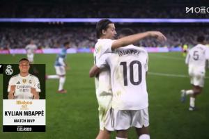 首開(kāi)記錄+1次進(jìn)球被吹！姆巴佩當(dāng)選西班牙國(guó)家德比全場(chǎng)最佳球員