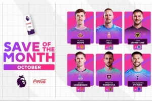 英超10月最佳撲救候選：迪恩-亨德森、維卡里奧、塞爾斯在列
