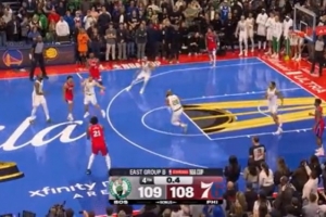 慢了！恩比德接到格萊姆斯傳球時只剩0.4秒 再出手已經超時了