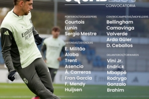 皇馬西甲對(duì)巴列卡諾名單：姆巴佩、維尼修斯領(lǐng)銜，瓊阿梅尼缺席