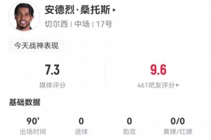 完美替代凱塞多！桑托斯本場(chǎng)4解圍4攔截3搶斷 10對(duì)抗7成功2造犯規(guī)