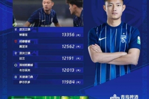 中超第30輪跑動(dòng)榜：三鎮(zhèn)兩將躋身前五，鐘晉寶13356米居首
