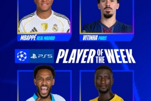 歐冠官方本輪最佳球員候選：姆巴佩、維蒂尼亞、吉拉西、奧巴梅揚(yáng)