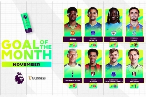 英超11月最佳進球候選：阿瑪德凌空世界波、里沙利松超遠吊射在列