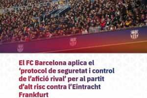 巴薩官方：歐冠對(duì)法蘭克福是“高風(fēng)險(xiǎn)賽事”，俱樂(lè)部啟動(dòng)管控方案