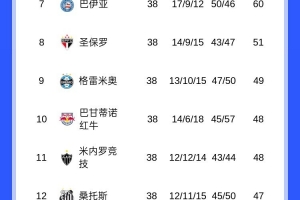 巴甲大結(jié)局：20隊(duì)僅2隊(duì)既無(wú)洲際賽資格也不降級(jí)，桑托斯踢南美杯