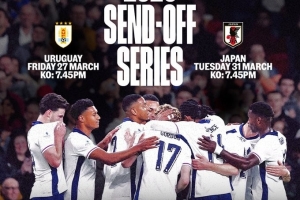 英格蘭3月友誼賽安排：3月28日對烏拉圭，4月1日對日本