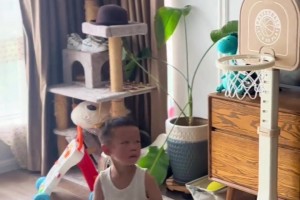 還會(huì)扣籃了！哈登點(diǎn)贊的2歲幼童打球 這壓腕動(dòng)作太專(zhuān)業(yè)了啊~