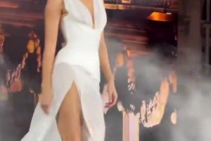 肯豆在巴黎時(shí)裝周，一襲簡(jiǎn)單白裙氣勢(shì)壓全場(chǎng)