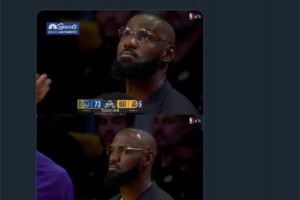 真會來事??！湖人大比分落后，勇士NBC官推曬詹姆斯照片調(diào)侃：決定3.0！