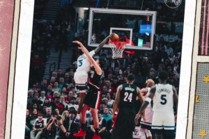 新“世界名畫”！森林狼官方曬麥丹隔扣楊瀚森照片，小楊今天算交學(xué)費了