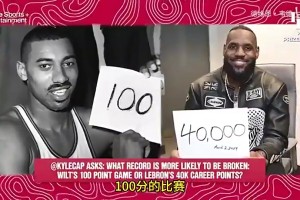 張伯倫單場百分和詹姆斯4萬分哪個更容易？保羅喬治：100分！