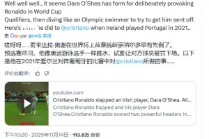 摩根：奧謝故意挑釁C羅早有先例了，他像奧運游泳選手一樣跳水